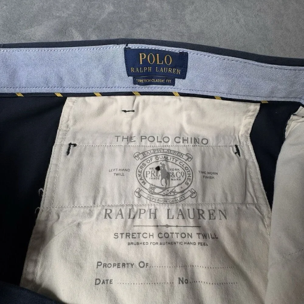 Polo Ralph Lauren Mens 48B Shorts Blue Chino Stretch Cotton Twill Casual Preppy